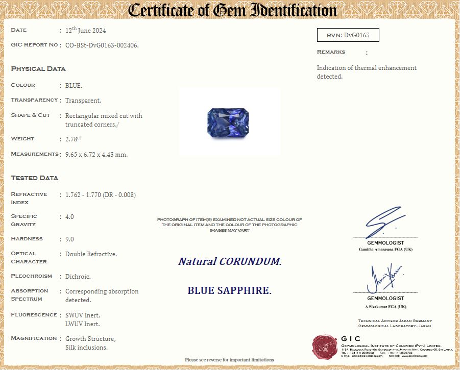 Blue Sapphire 2.78ct Radiant