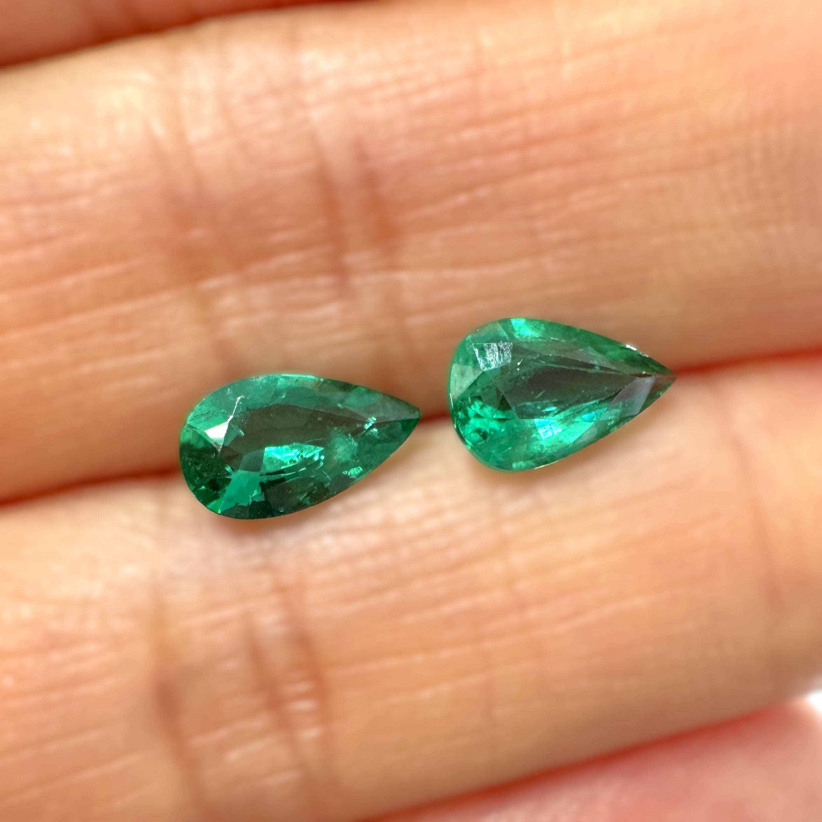 Emerald 1.37ct Pear Pair 2 =