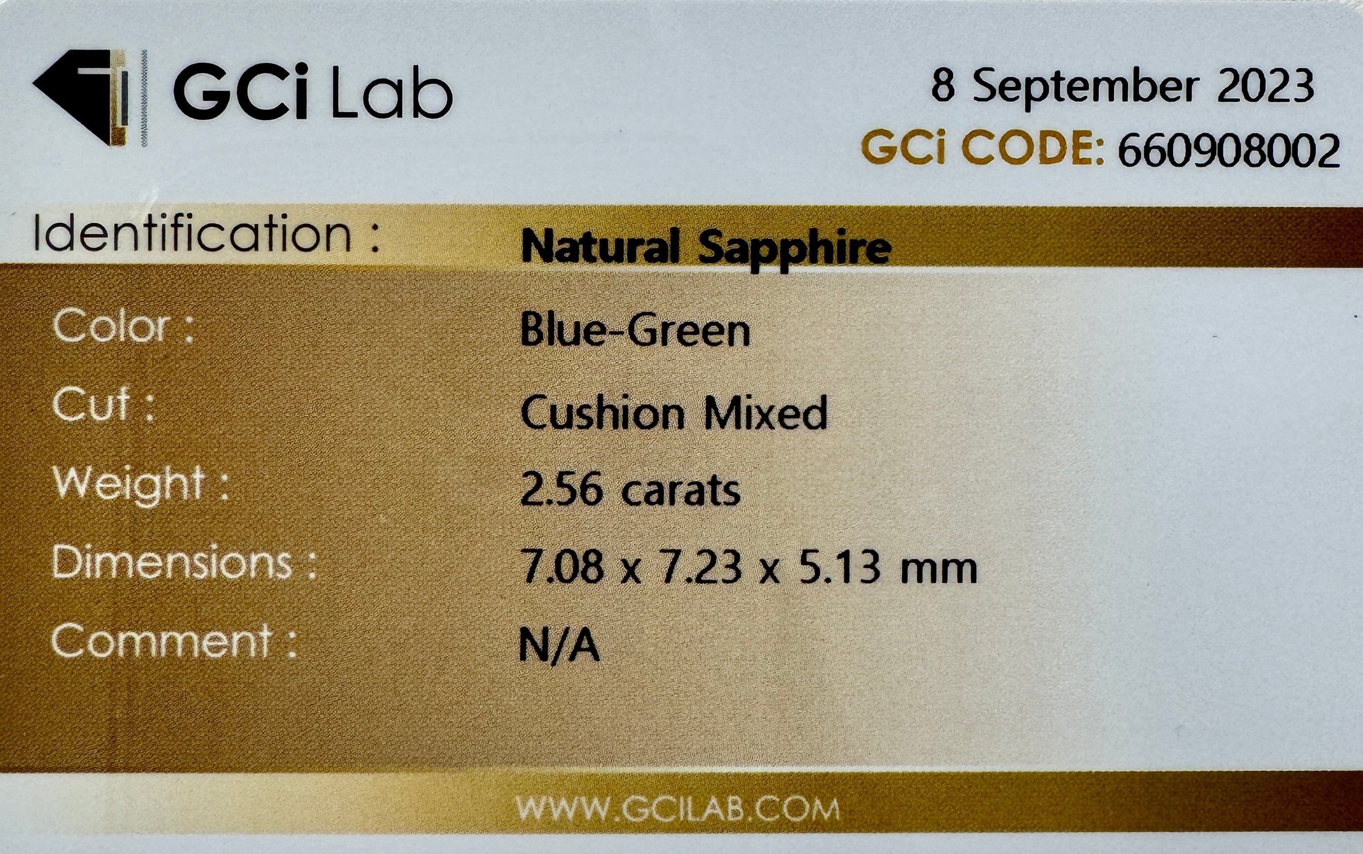 Green Sapphire 2.56ct Cushion