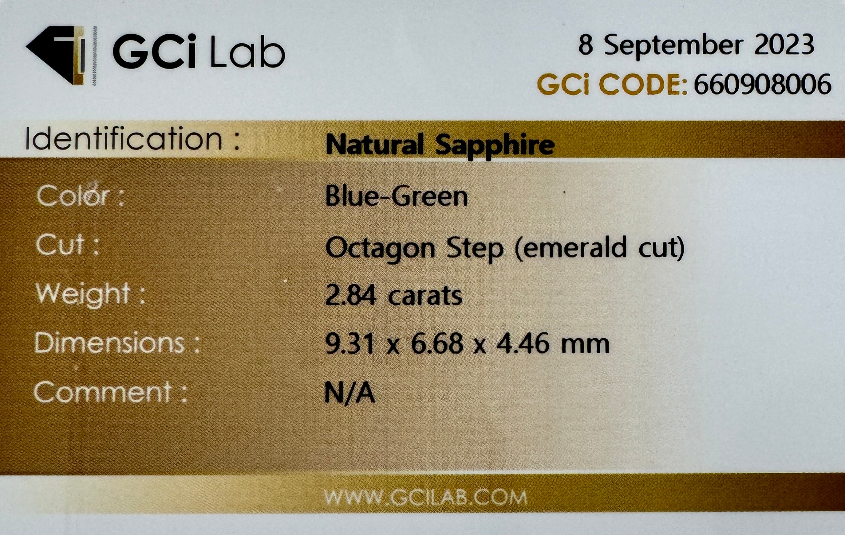 Green Sapphire 2.84ct Radiant