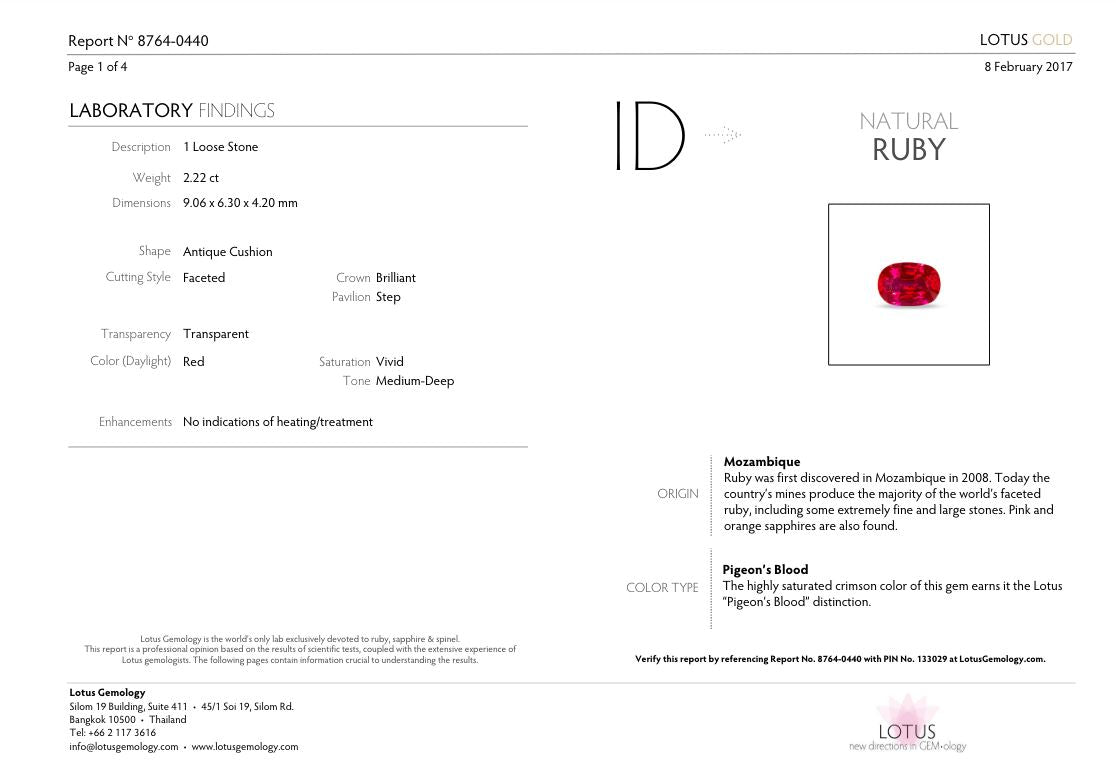 Ruby 2.22ct Cushion